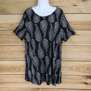 Old Navy Short Sleeve Shirt Womens Size XL Black White‎ Paisley Lightweight Soft
